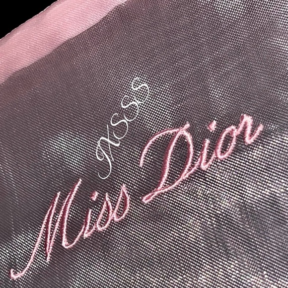 Baby-Pink (Mesh) Dior Beauty (Miss Dior) Embroidered Cosmetic-Makeup Bag - Picture 7 of 16